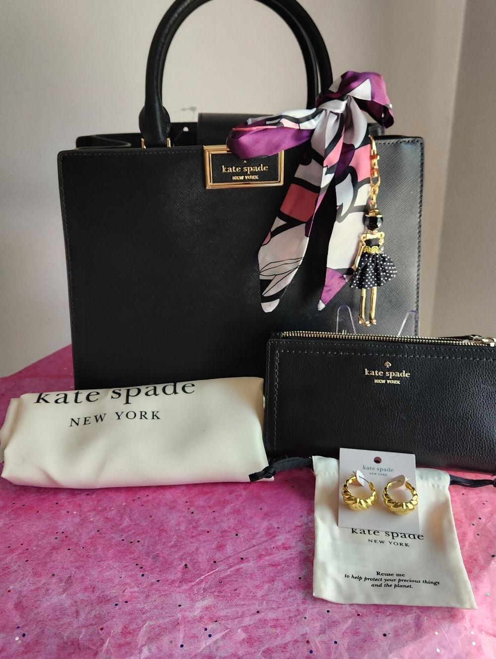Kate Spade Black Reegan Satchel 7pc Set NWT